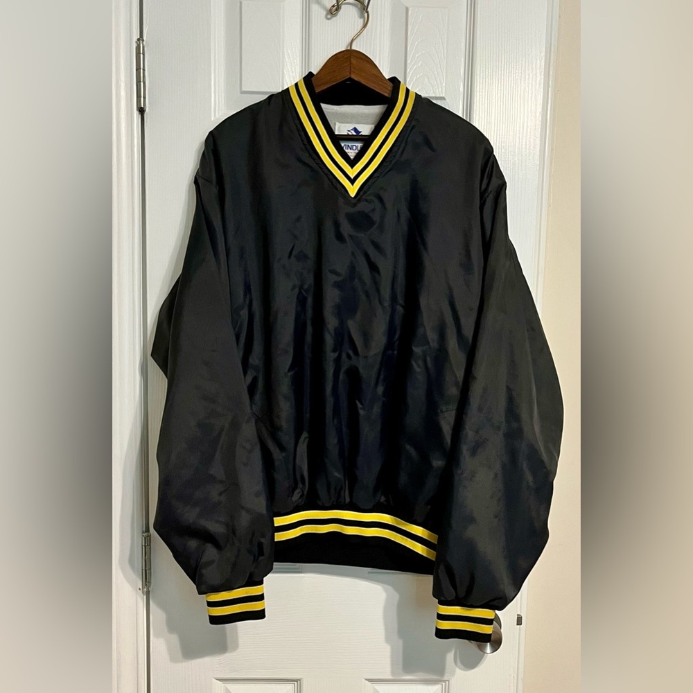 Windless Blue and Yellow V-Neck Pullover Jacket Windbreaker Size Large Vintage‎